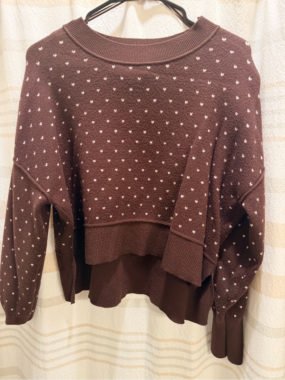 Brown Mini Heart Crewneck Women's Sweater